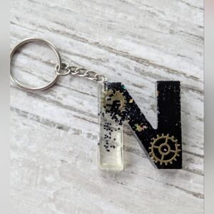 Handmade letter N resin keychain